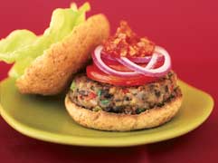 Black bean burgers with chipotle ketchup